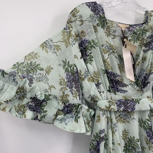 byTiMo Dress Women's Large Mini Bohemian Floral Ruffle Trim Belt Wrap NEW - Picture 14 of 16